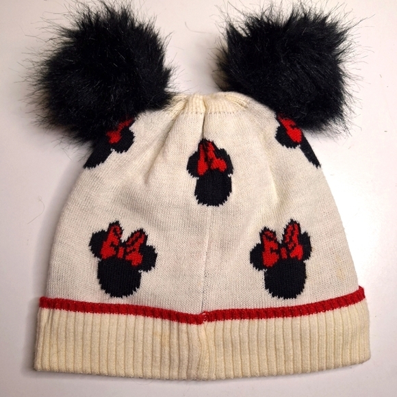 Baby Gap x Disney Cream and Black Pom Pom Minnie Mouse Beanie - Picture 3 of 6